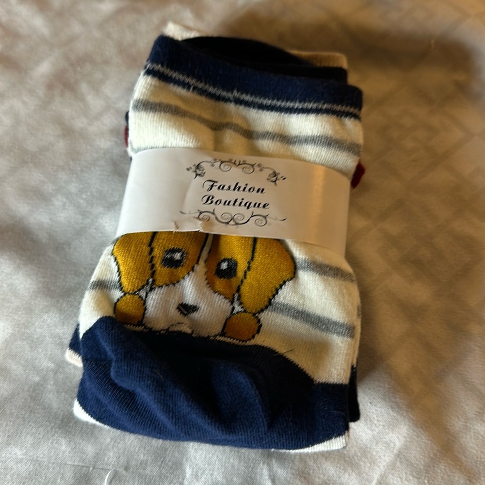 Two pairs of fashion socks - puppy design